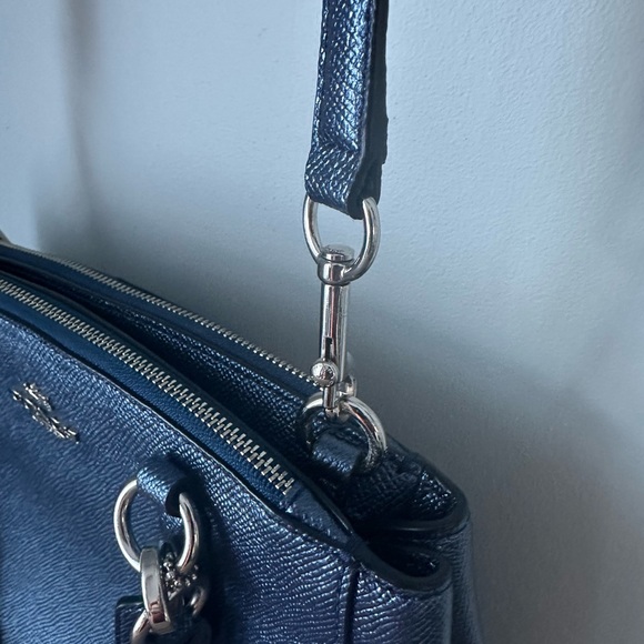 Coach Mini Christie Carryall satchel bag in metallic blue LIKE NEW - Picture 7 of 11